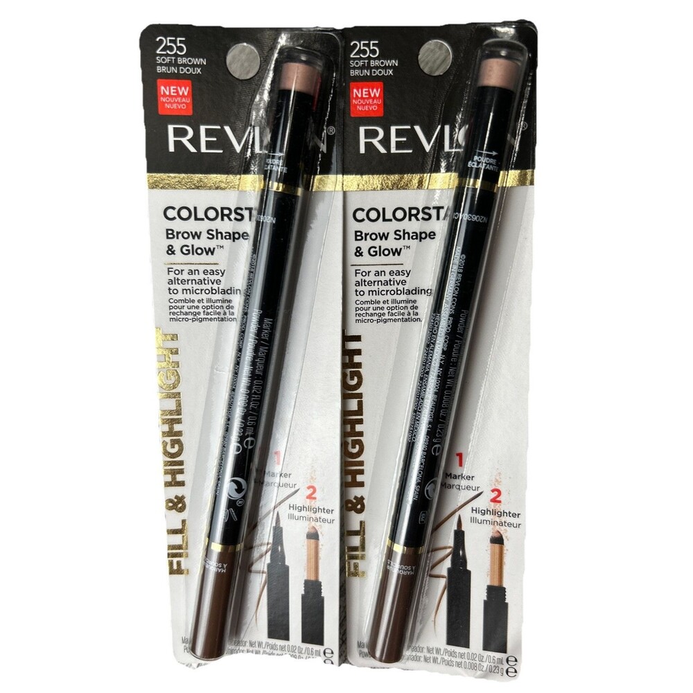 Revlon Set of 3 Colorstay Brow Shape & Glow Marker Highlighter 255 Soft Brown